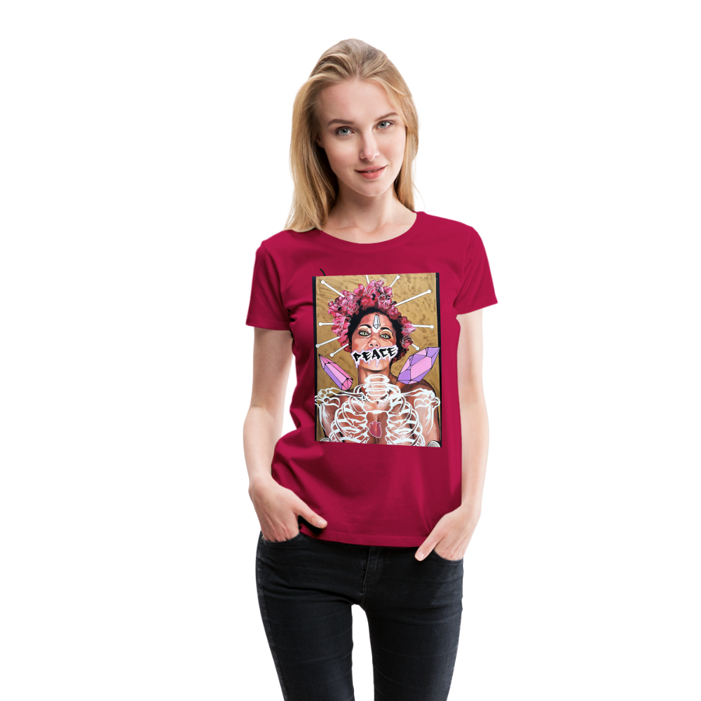 Frauen Premium T-Shirt Peace - dunkles Pink