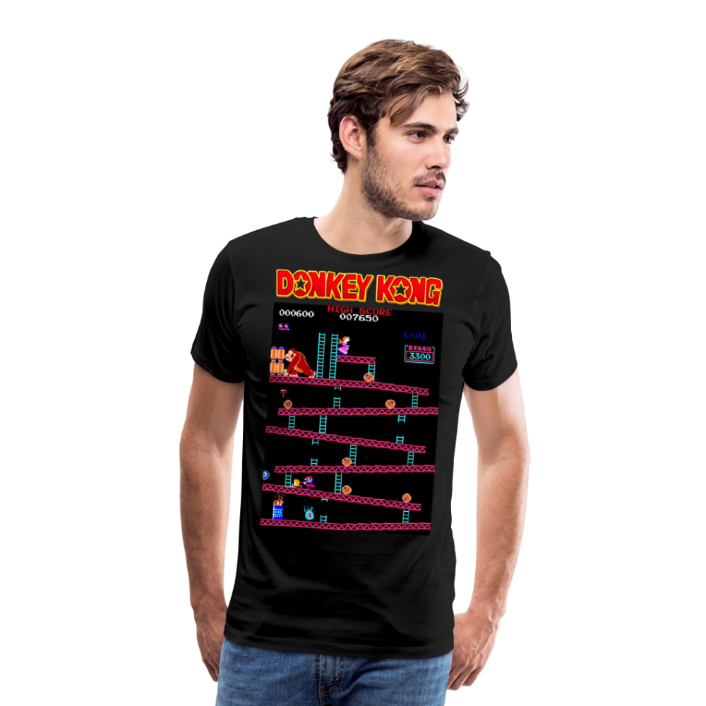 Fashion Herren Gaming Top Donkey T-Shirt Retro Streetwear 100% Baumwolle - Schwarz