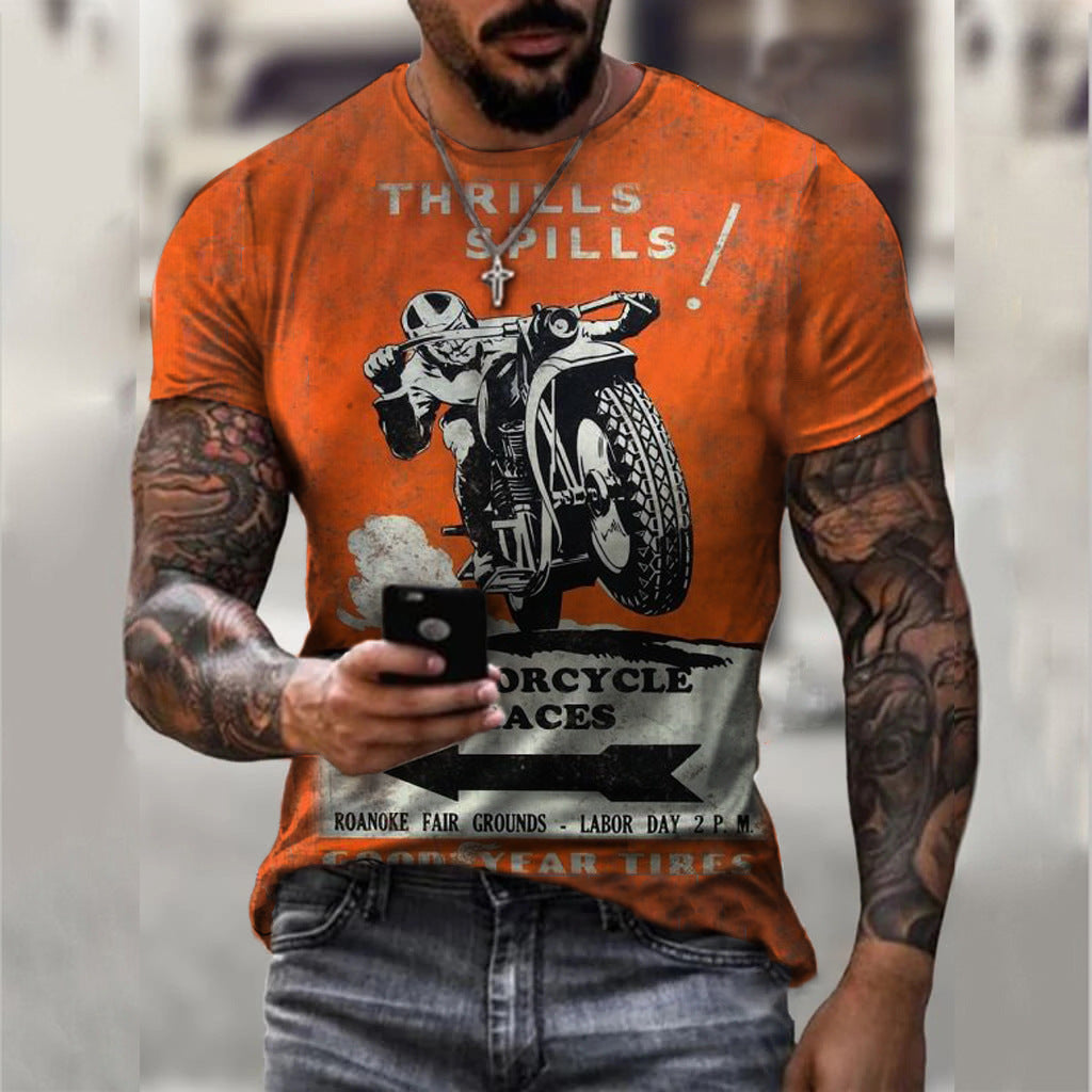 Herren Fashion Vintage 3D T-Shirt Rundhals Unisex Sommer Streetwear