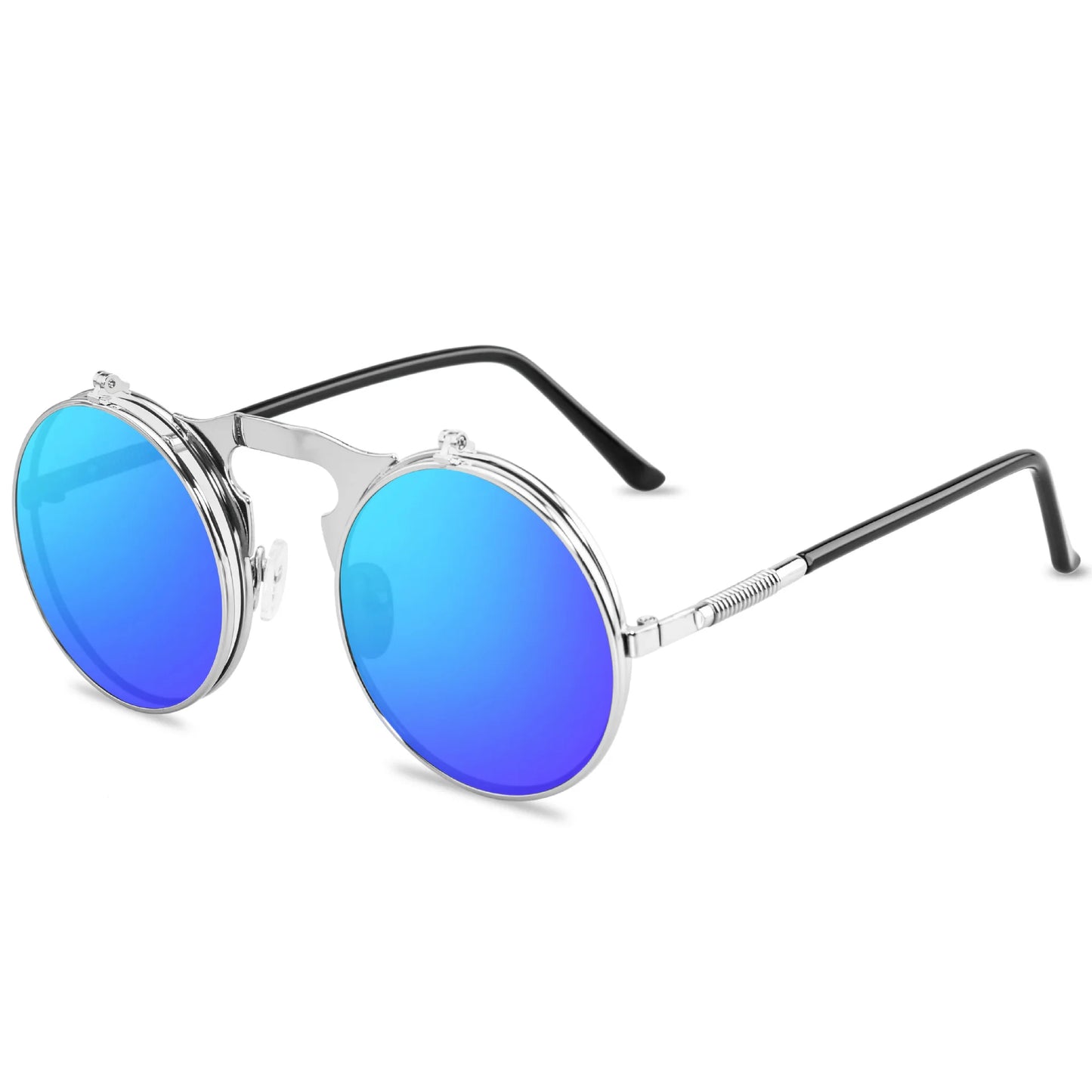 Damen Sonnenbrille Luxus Modische runde Herren Flip Brille Vintage UV400