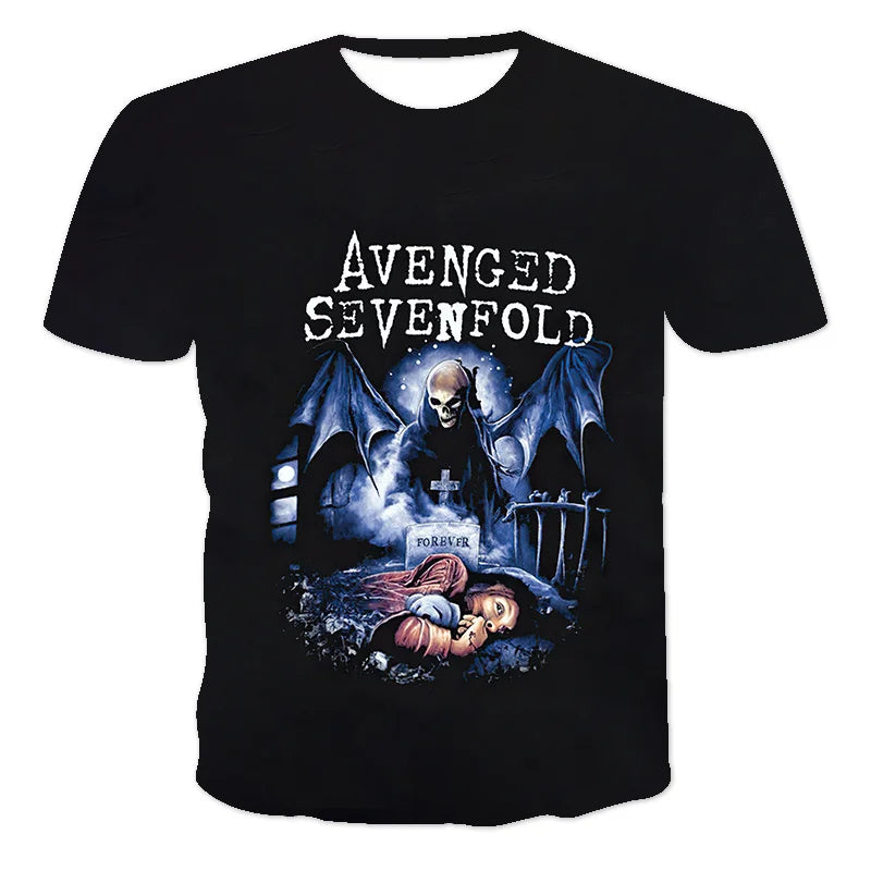 Fashion Herren Rock Band 3D T-Shirt Rundhals Unisex Sommer Streetwear