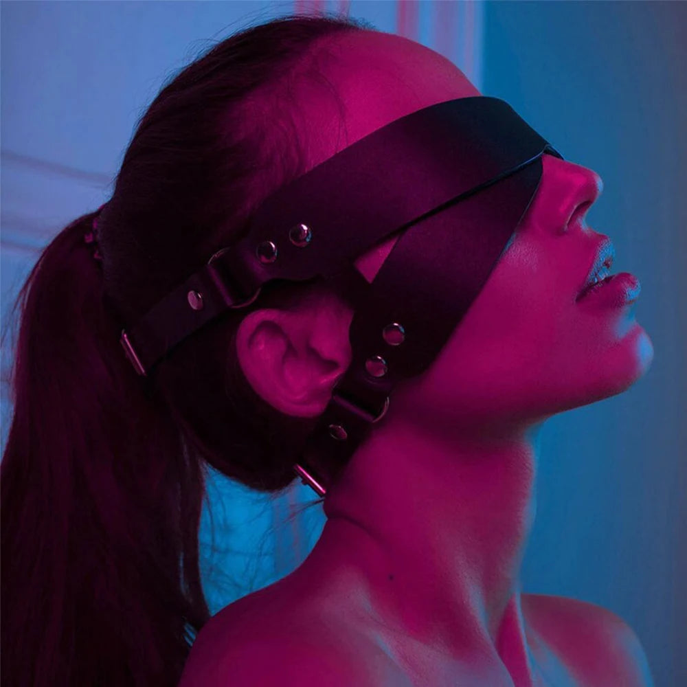 Harness Maske Augenbinde Lack Leder Fetisch Bdsm Bondage Dessous Augenmaske