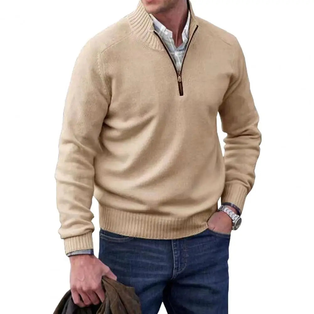 Herren Pullover Sweatshirt Troyer Pulli Sweater Stehkragen Zipper Langarmpulli
