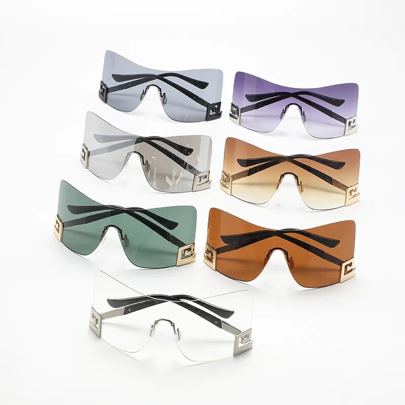 Designer Sonnenbrille Damen Herren Quadratische Übergröße Gläser Vintage UV400