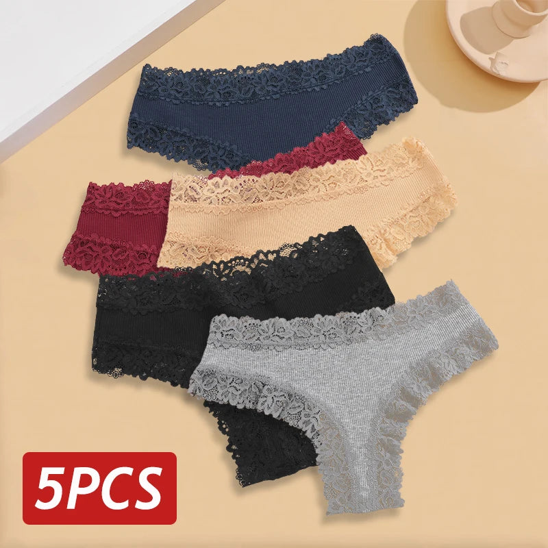 5Stk Frauen Spitze Tanga String Höschen Sexy Schlüpfer Slip Dessous Unterwäsche