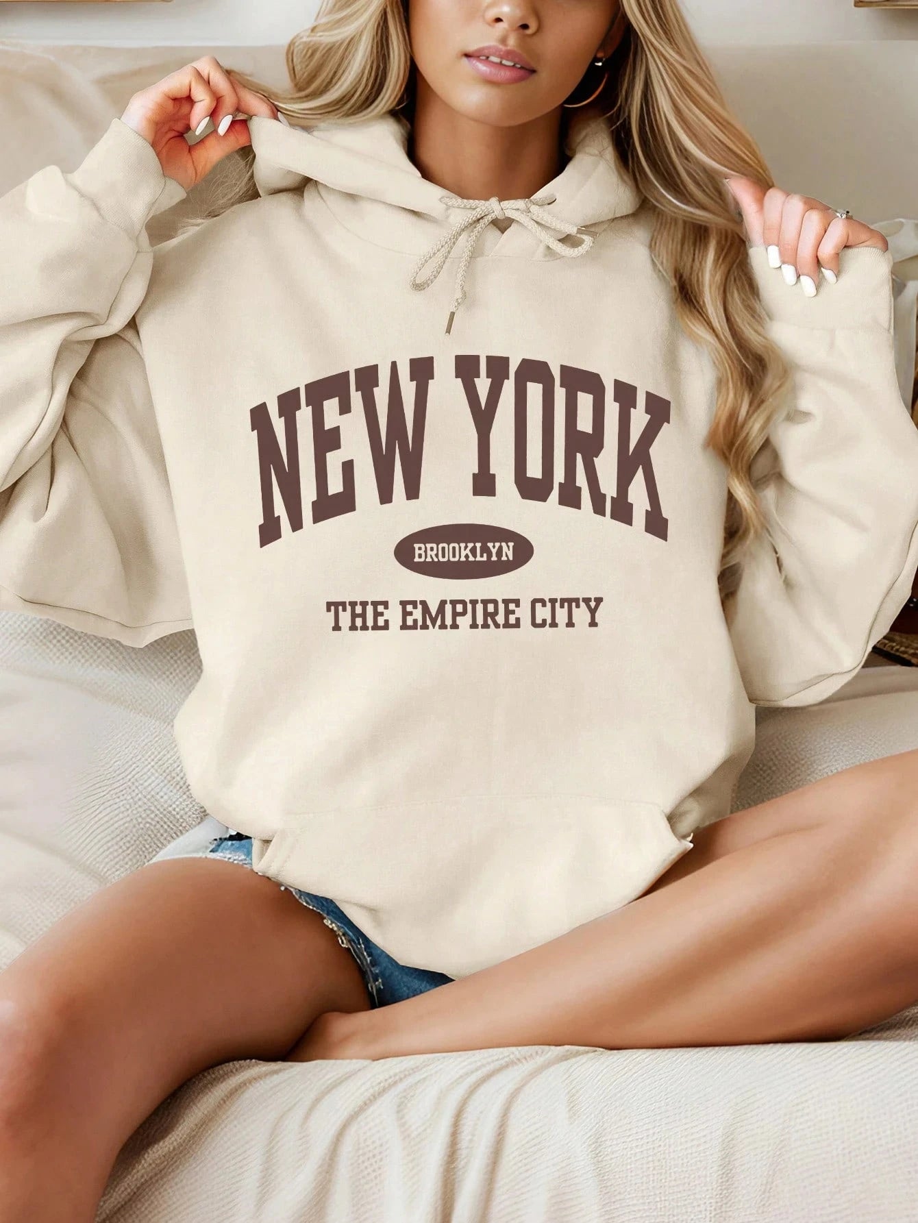 Felpa Donna New York Giacca Sportiva Tuta Maniche Lunghe Cappuccio Maglia Shirt