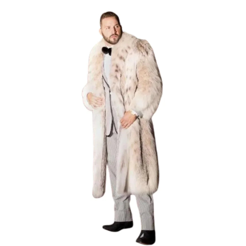 Herren Wintermantel Pelzmantel Kunstpelzmantel Herrenmantel Kunstpelz Mantel