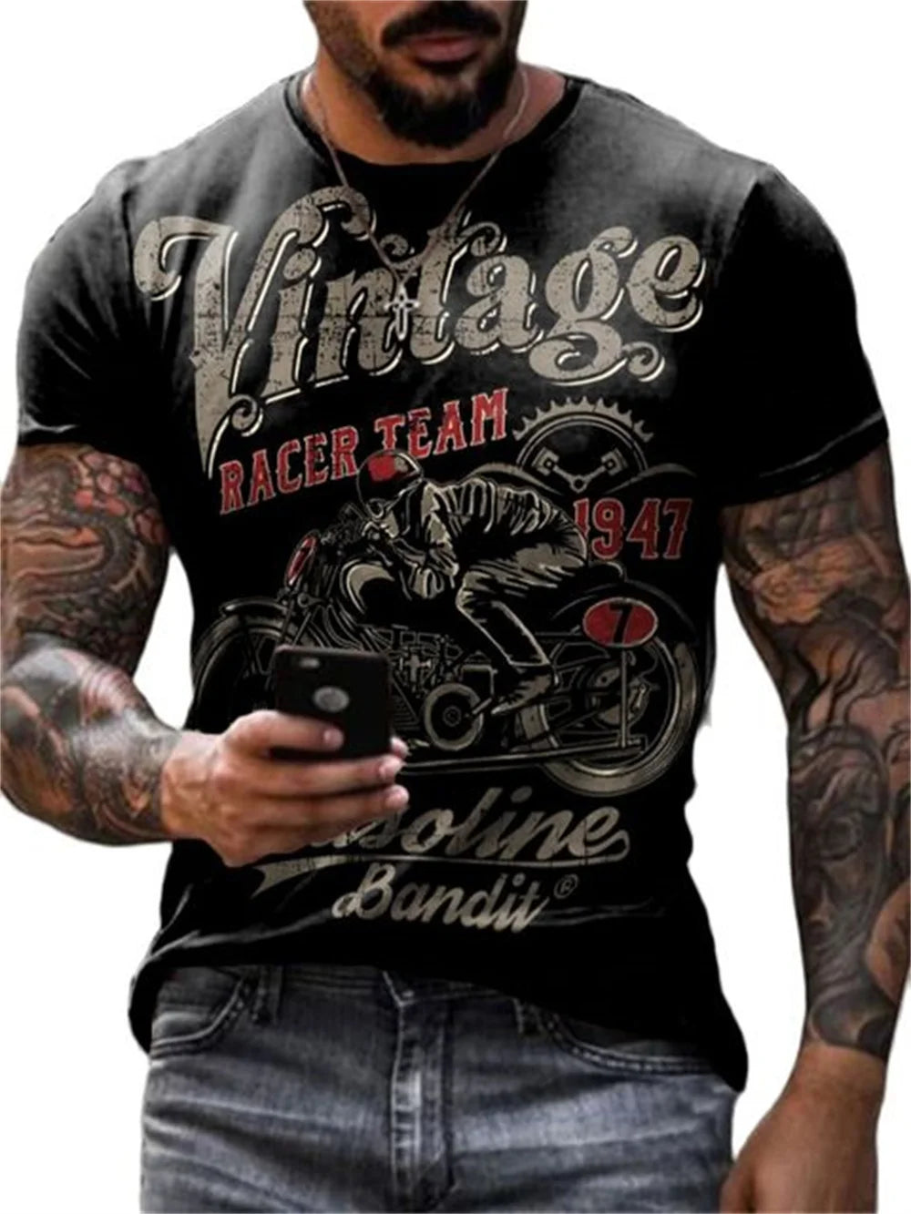 T-Shirt Uomo Manica Corta Corsa Maglietta Camicia Maglia Moto