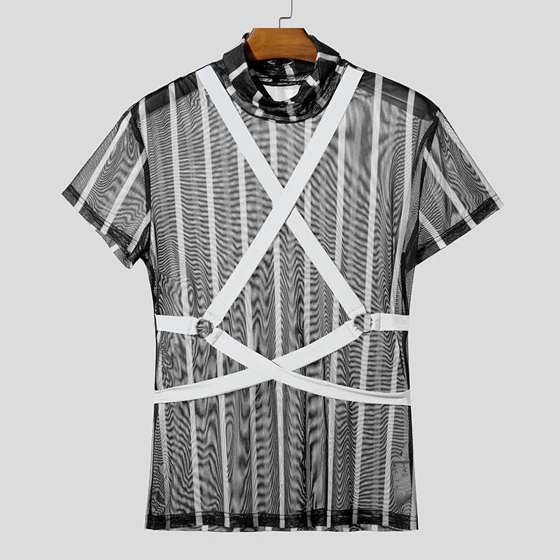 Maglietta Uomo Shirt T-Shirt Canottiera Camicia Maglia Sexy Body Trasparente Top