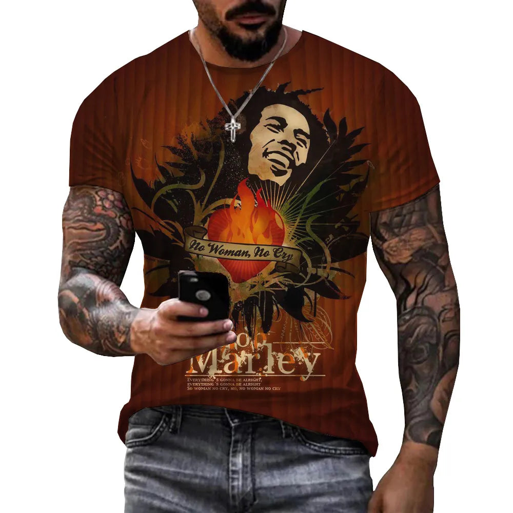 Herren Fashion Vintage 3D T-Shirt Rundhals Unisex Sommer Streetwear