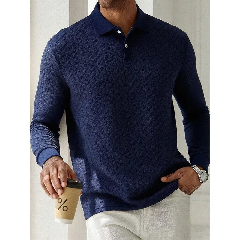 Herren Polo Pullover Sweatshirt Leichter Pulli Sweater Poloshirt Langarmshirt