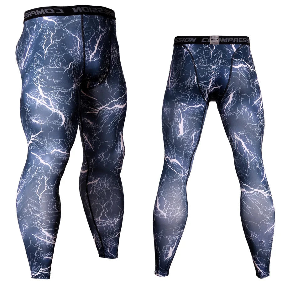 Pantaloni a Compressione da Uomo Leggings Calcio Corsa Palestra Leggins Calza
