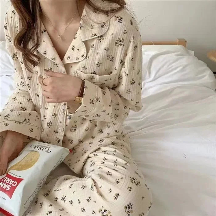 Pyjama für Damen Nachtwäsche Nachthemd Schlafanzug Zweiteiliger Hausanzug