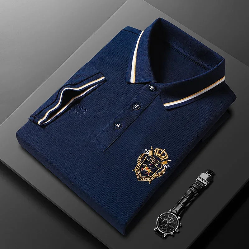 Sommer männer Casual Stickerei Kurzarm Polo-Shirt Neue Mode Einfarbig Top