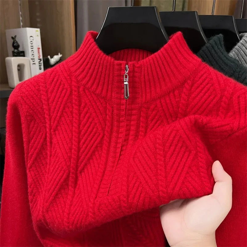 Herren Pullover Sweatshirt Troyer Pulli Sweater Stehkragen Zipper Langarmpulli