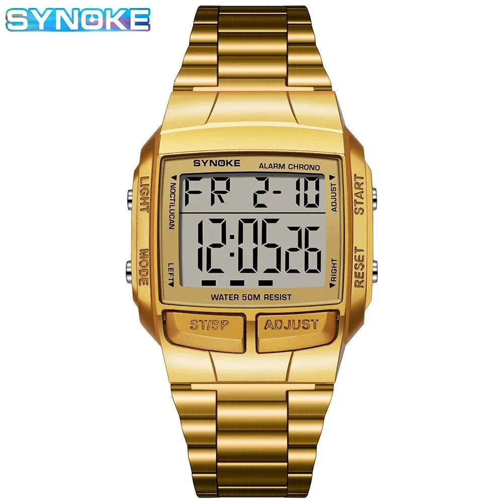 Herren Armbanduhr Digital Uhr Silber Edelstahl Quarzuhr Luxus Chronograph