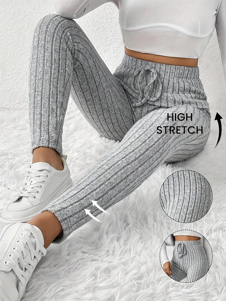 Frauen Winter Warm Gerippte Strick Strumpfhose Blickdicht Hose Leggins