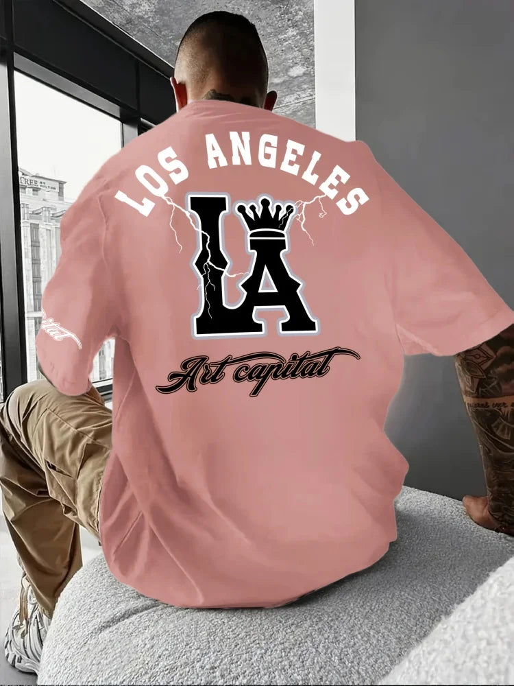Herren T-Shirt Los Angeles Shirt Rundhals Streetwear Tank Top Hemd Polohemd