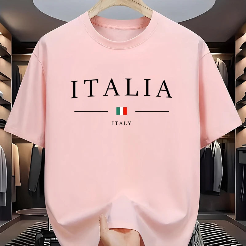T-Shirt Uomo Manica Corta Italia Maglietta Camicia Maglia Italy 100% Cotone