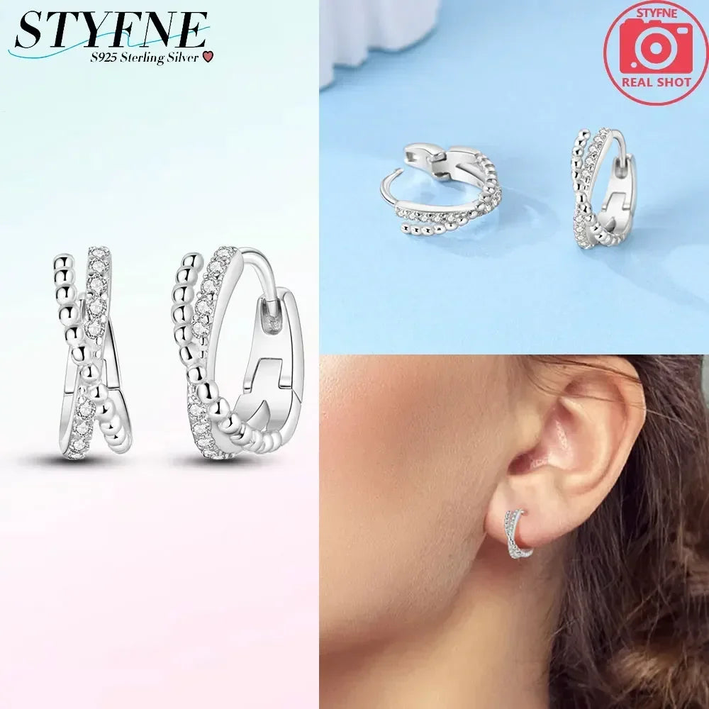 Creolen 925 Silber Ohrringe Zirkonia | Hypoallergen | Luxus Ohrstecker Geschenk