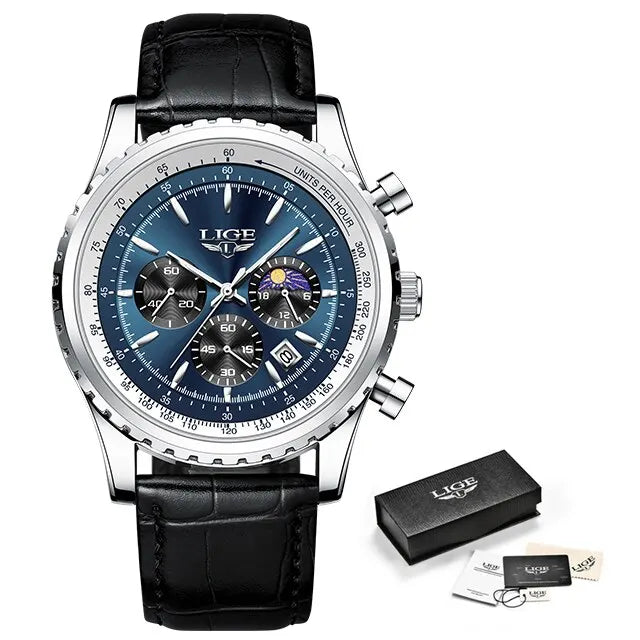 Herren Armbanduhr Digital Uhr Silber Edelstahl LED Quarzuhr Luxus Chronograph