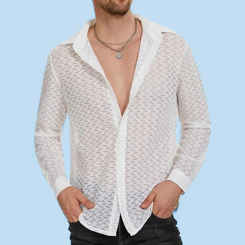 Fetisch Fashion Männer Oberteil Sexy Shirt Herren Body Hemd Transparent Clubwear