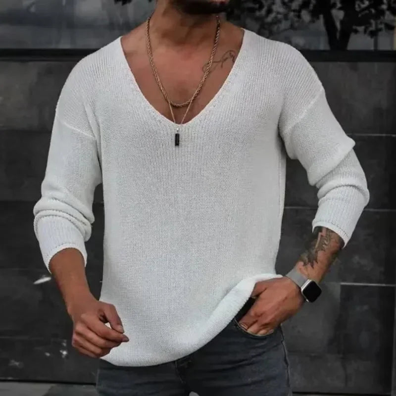 Herren Pullover Sweatshirt Leichter Pulli Sweater Langarm Shirt Strickpullover