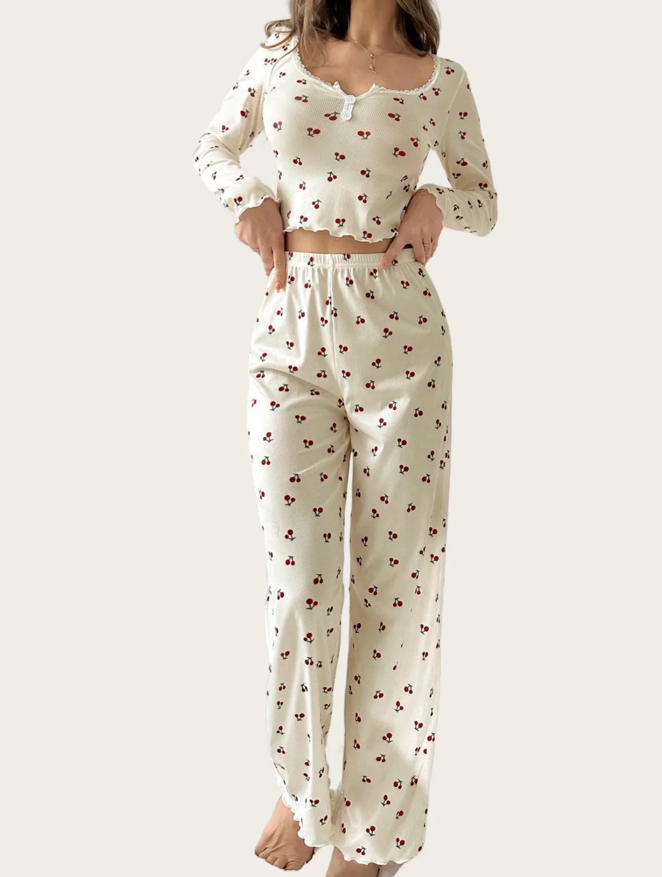 Nachtwäsche Damen Pyjama Set für Frauen Langarm Pyjamas Damen Home Set Weibliche Pj Sets für Frau Homewear Nachtwäsche Nachthemd