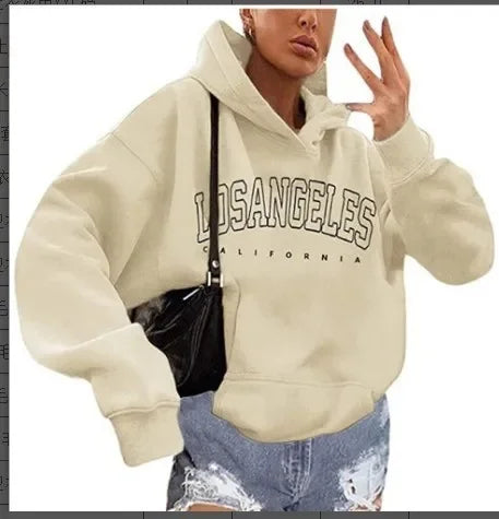 Felpa Con Cappuccio Donna Los Angeles Giacca Sportiva Hoodie Tuta Maglia Shirt