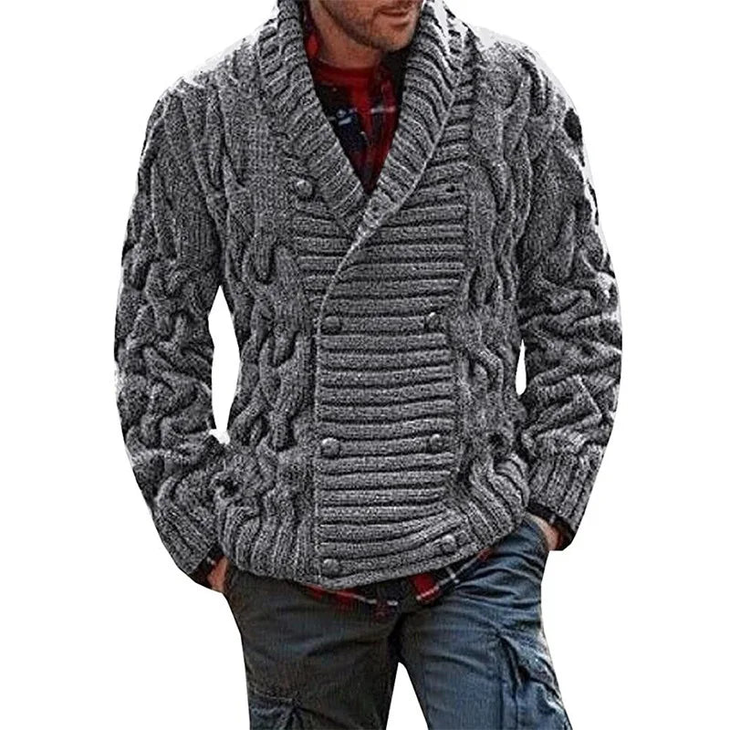Herren Herbst Jacke Übergangsjacke Sweatjacke Sweater Strickjacke mit Zopfmuster