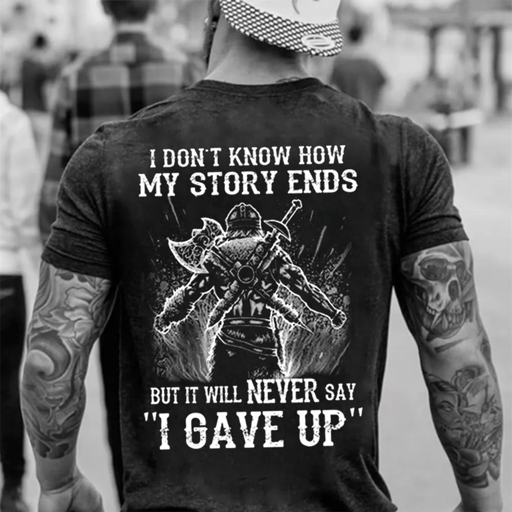 Herren Gym Fitness Vikings Tattoo 3D T-Shirt Rundhals Unisex Streetwear
