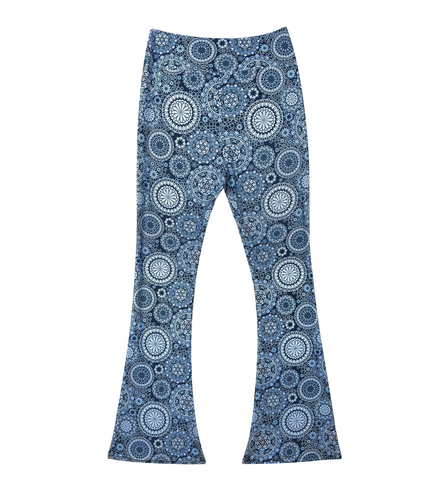 Damen Yoga Hose Bootcut Hüftjeans Schlaghose Flared Leggins Flower Power Retro