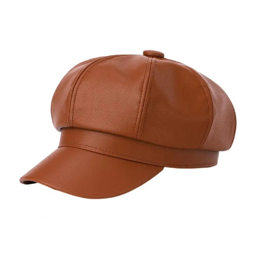 Damen Mütze Pu Kunstleder Leder Hut Schirmmützen Baskenmütze Flatcap Ballonmütze