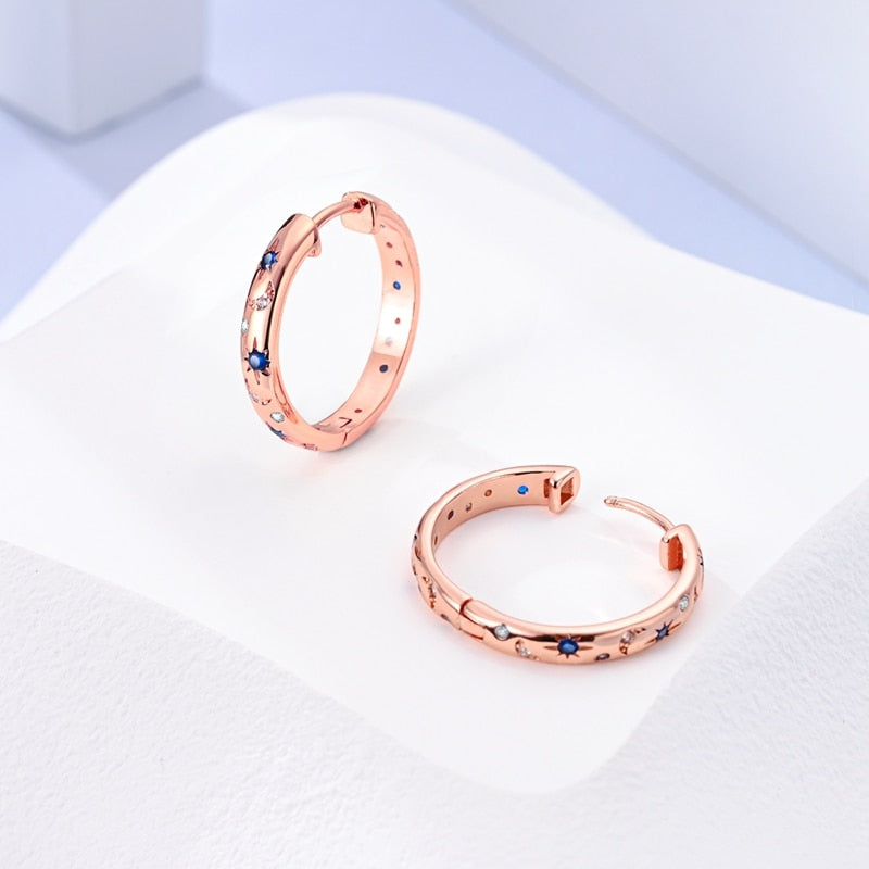 1 Paar Creolen aus 925 sterling Silber Rosegold Ohrringe Zirkonia Ohrstecker