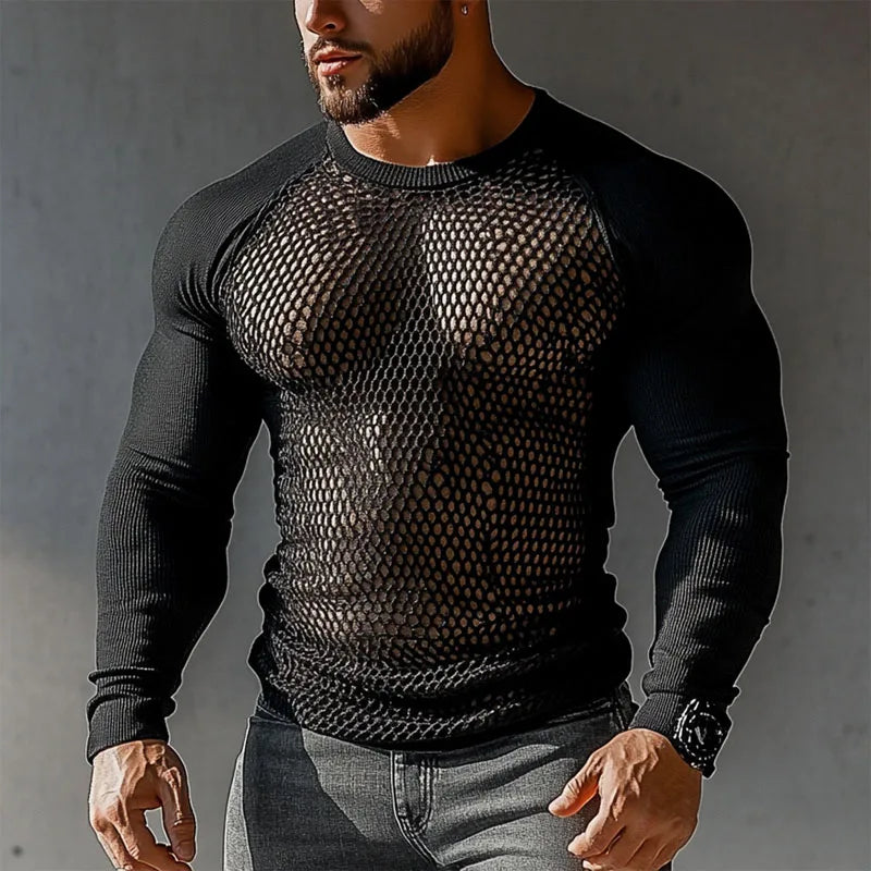Fetisch Fashion Männer Oberteil Sexy Shirt Herren Body Hemd Transparent Clubwear