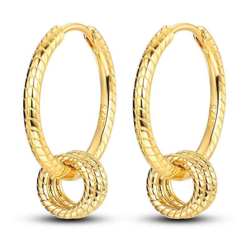 1 Paar Creolen aus 925 sterling Silber Gold Ohrringe Zirkonia Ohrstecker