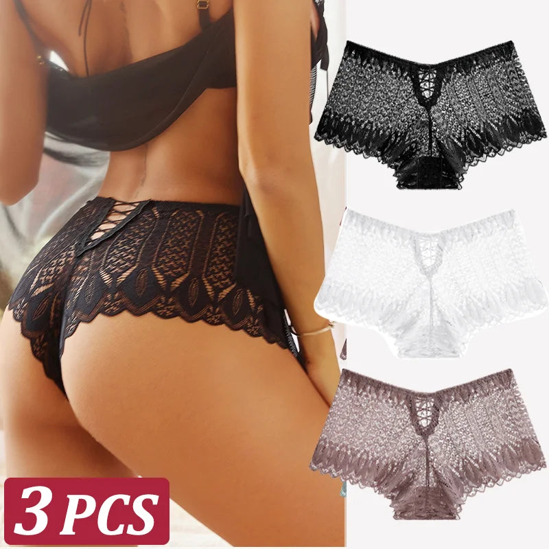 3 Stk Frauen Spitze Tanga String Höschen Sexy Schlüpfer Slip Dessous Unterwäsche