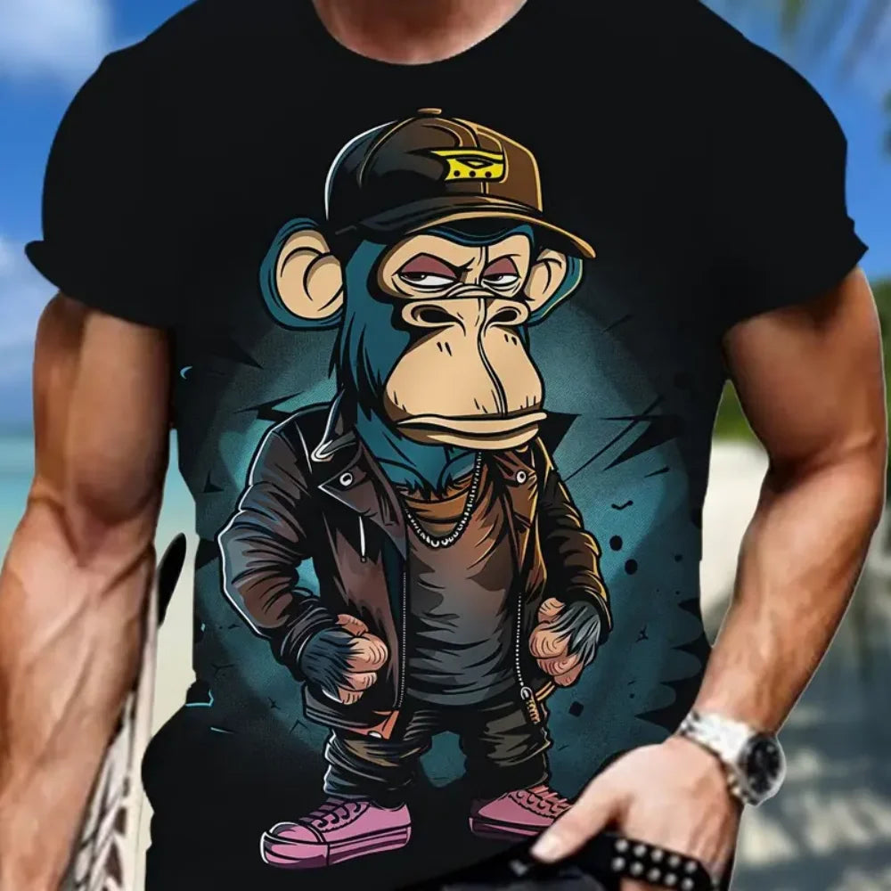 Neue Trend Affe Muster männer Kleidung Sommer Mode Atmungsaktive männer Top Vielseitig männer T-Shirt Casual Männer Kurzarm t