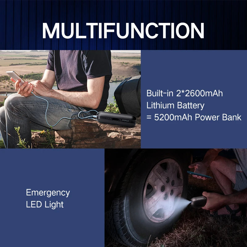 Elektrische Fahrradpumpe Akku Luftpumpe Auto Reifen Kompressor Power Bank