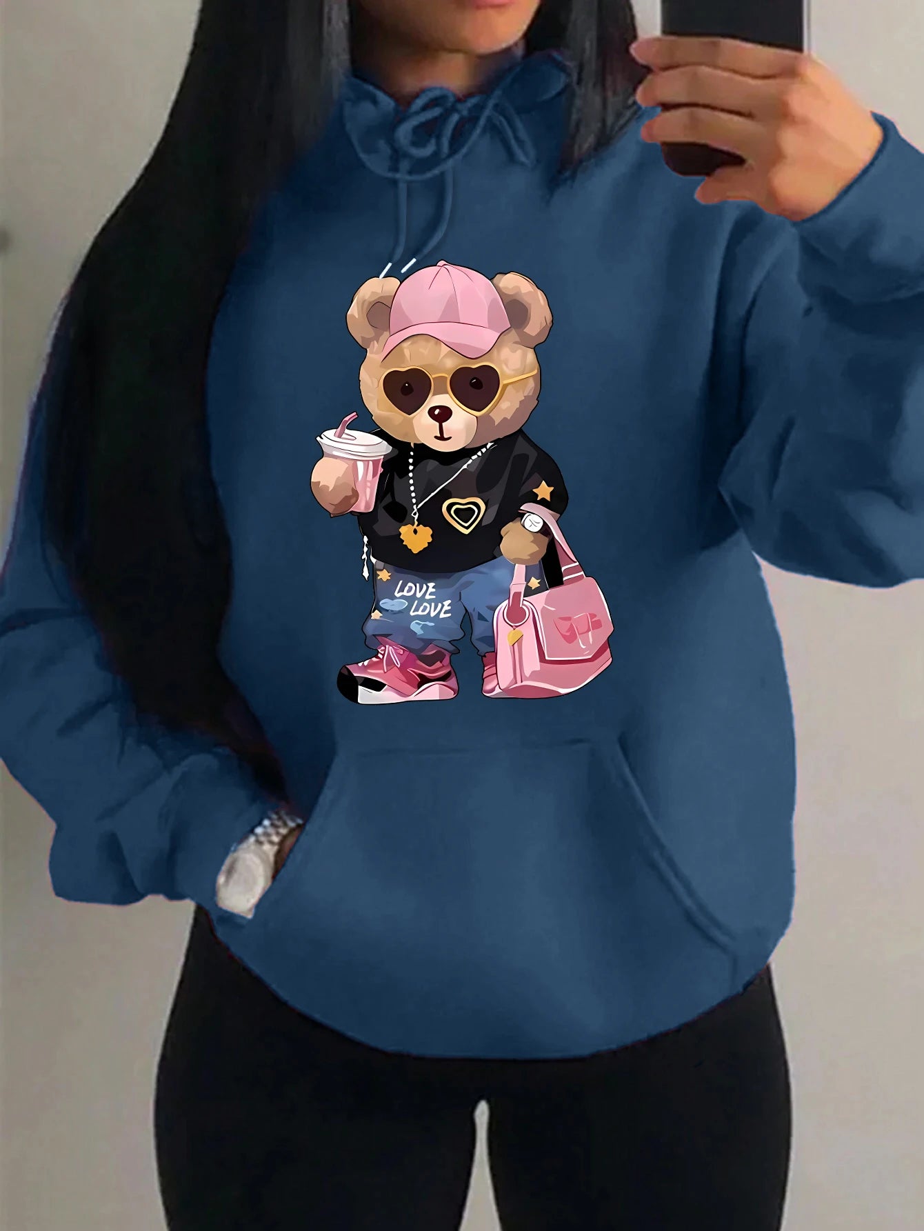 Teddybär Kapuzenpullover Sweatshirt Fleece Hoodie Pulli Damen Kapuzenpulli Shirt