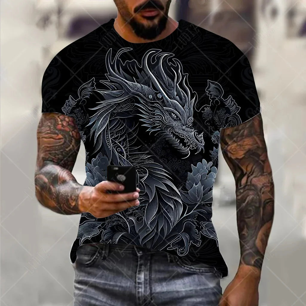 Männer Drachen T-shirt Mode 3d Gedruckt T Shirt Tier Muster Kurzen ärmeln Übergroßen Streetwear T-shirts Sommer Casual männer tops