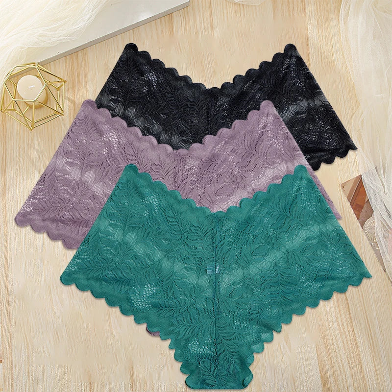 3Stk Frauen Spitze Tanga String Höschen Sexy Schlüpfer Slip Dessous Unterwäsche