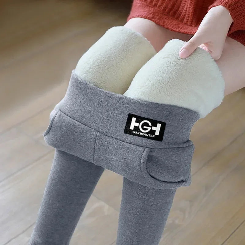 Frauen Winter Leggings Solide Warme Leggings Verdicken Lamm Kaschmir Hohe Taille Butt Lift Hohe Dehnbar Gehen mit Tasche Hosen
