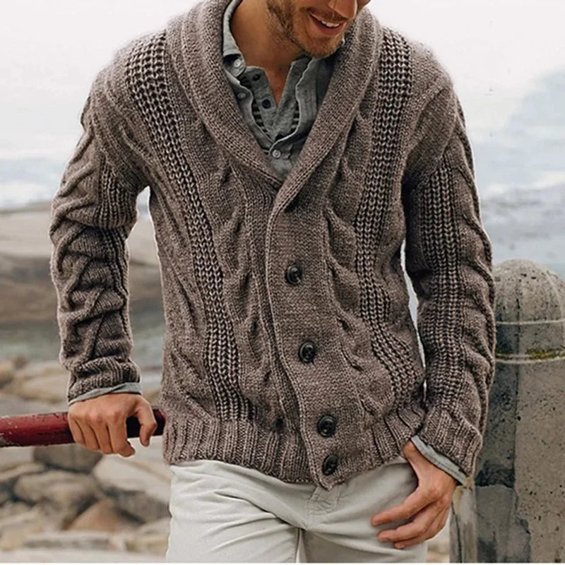 Herren Herbst Jacke Übergangsjacke Sweatjacke Sweater Strickjacke mit Zopfmuster