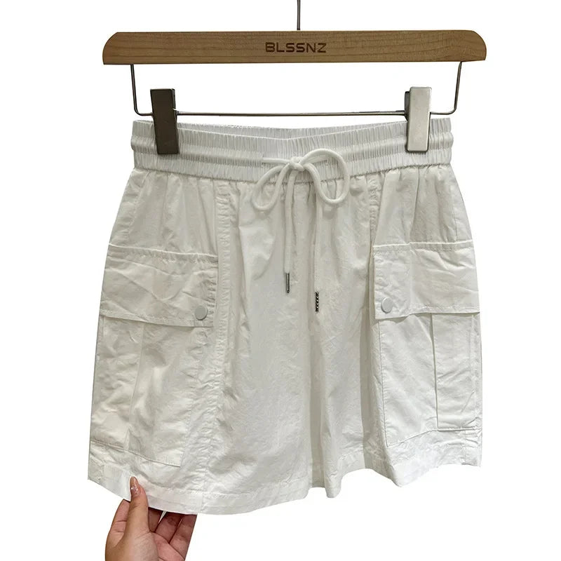 Damen Shorts mit Tasche Hotpants Kurzehose Hose Rock Bermuda Caprihose Hosenrock