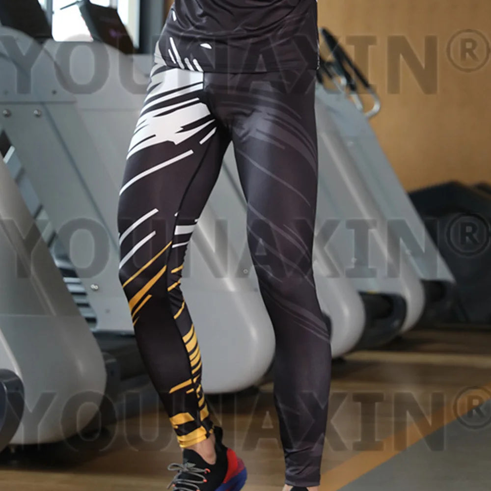Pantaloni a Compressione da Uomo Leggings Calcio Corsa Palestra Leggins Calza