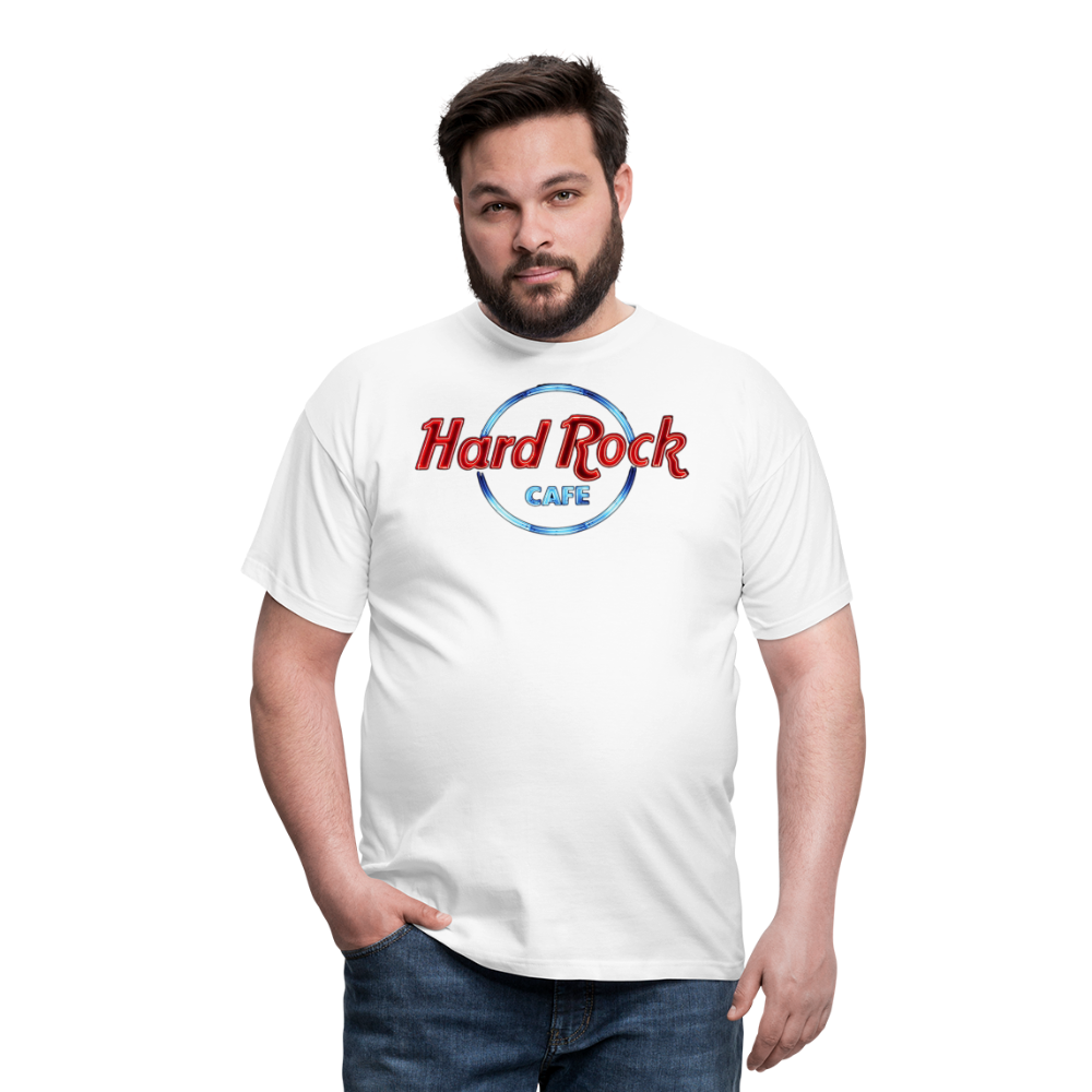 Männer Fashion Hard Rock Cafe 3D T-Shirt Rundhals Unisex Sommer Streetwear - weiß