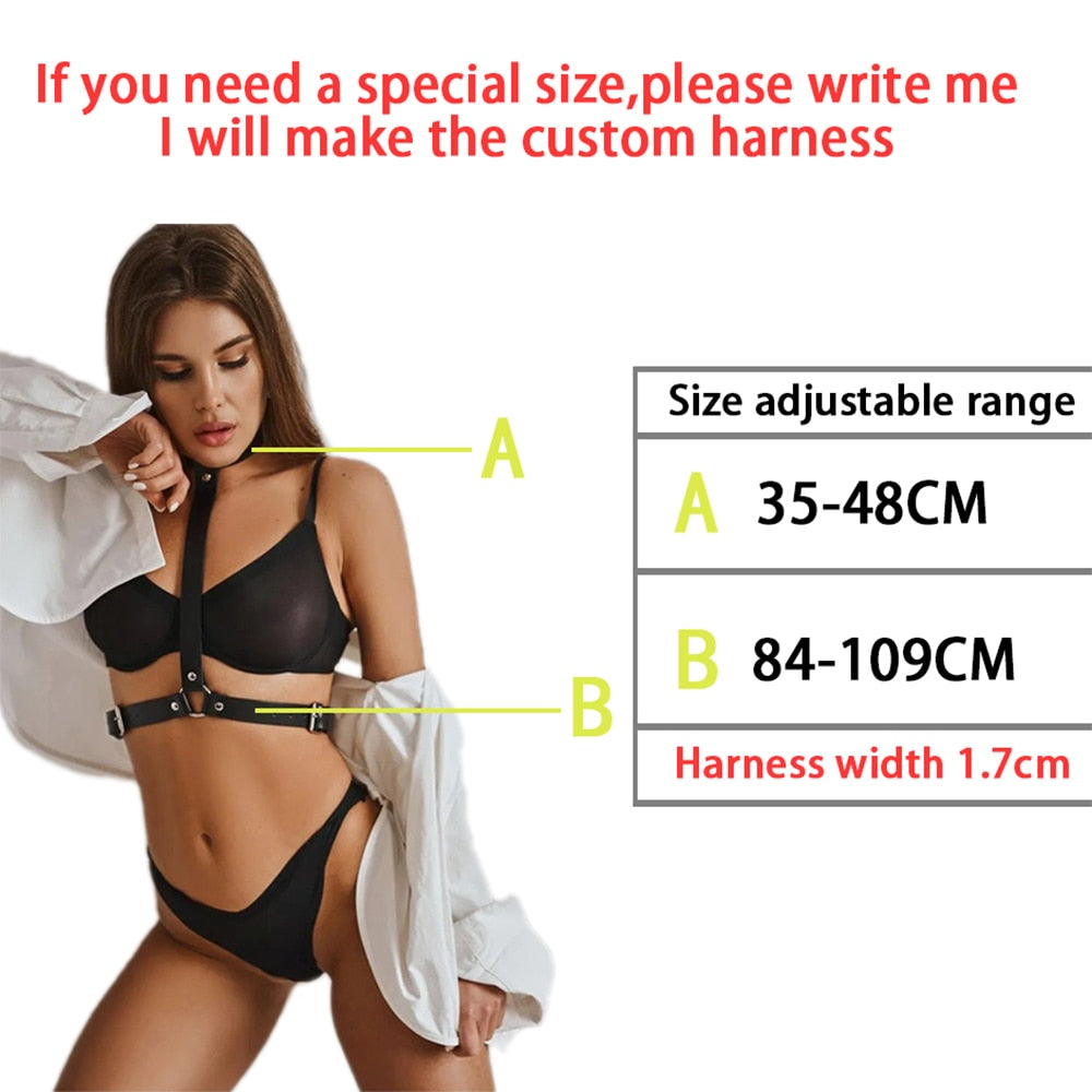 Sexy Punk Damen Halsband Riemen BH Neckholder Body Harness Bondage Erotik