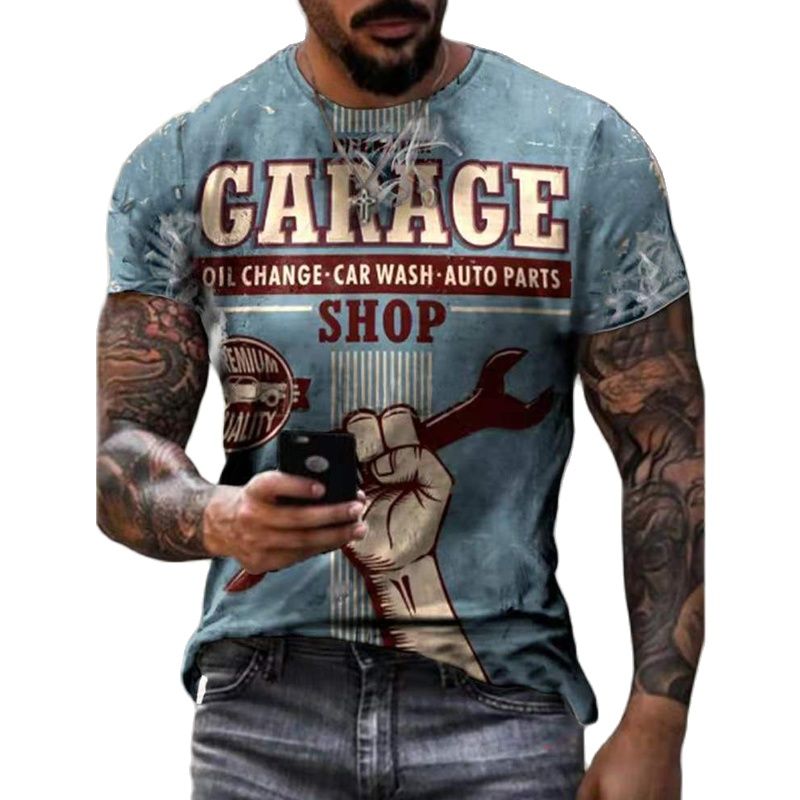 Herren Fashion Vintage 3D T-Shirt Rundhals Unisex Sommer Streetwear