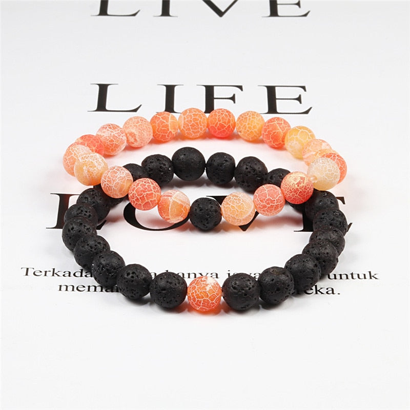 2er SET ARMBAND DAMEN HERREN Naturstein Freundschaftsarmband Yoga